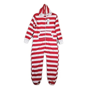 Skylinewears Mens Hooded One Piece Pajamas Adult Printed Jumpsuit Sleepwear Red - Picture 1 of 17