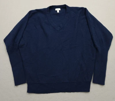 Garnet Hill Cashmere Sweater Womens Small Blue Essentials V Neck Pullover Knit - Image 1 of 4