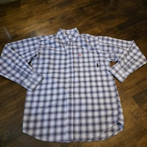 Ariat Work FR Flame Resistant Plaid Button Down Shirt Men’s Large Long Sleeve - Bild 1 von 17