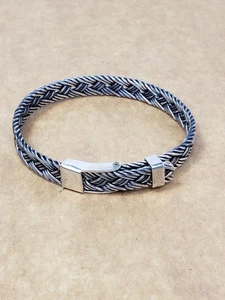 Vintage 28g Sterling Silver Braided Rodeo Belt Buckle Bracelet Western Adjustabl - Picture 1 of 4