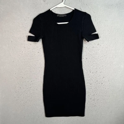 Vestido ceñido al cuerpo Alexander Wang negro tejido acanalado manga corta talla XS Foto 1 de 4