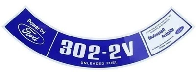 Calcomanía de filtro de aire combustible 302-2V sin plomo para Ford Mustang II y LTD 1975-1978 Foto 1 de 2