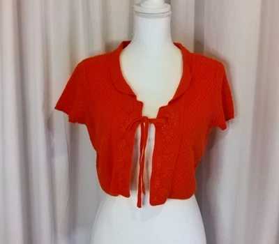 Anthropolgie GUINEVERE женщин средний крючком укороченный кардиган свитер в оранжевый - Изображение 1 из 4