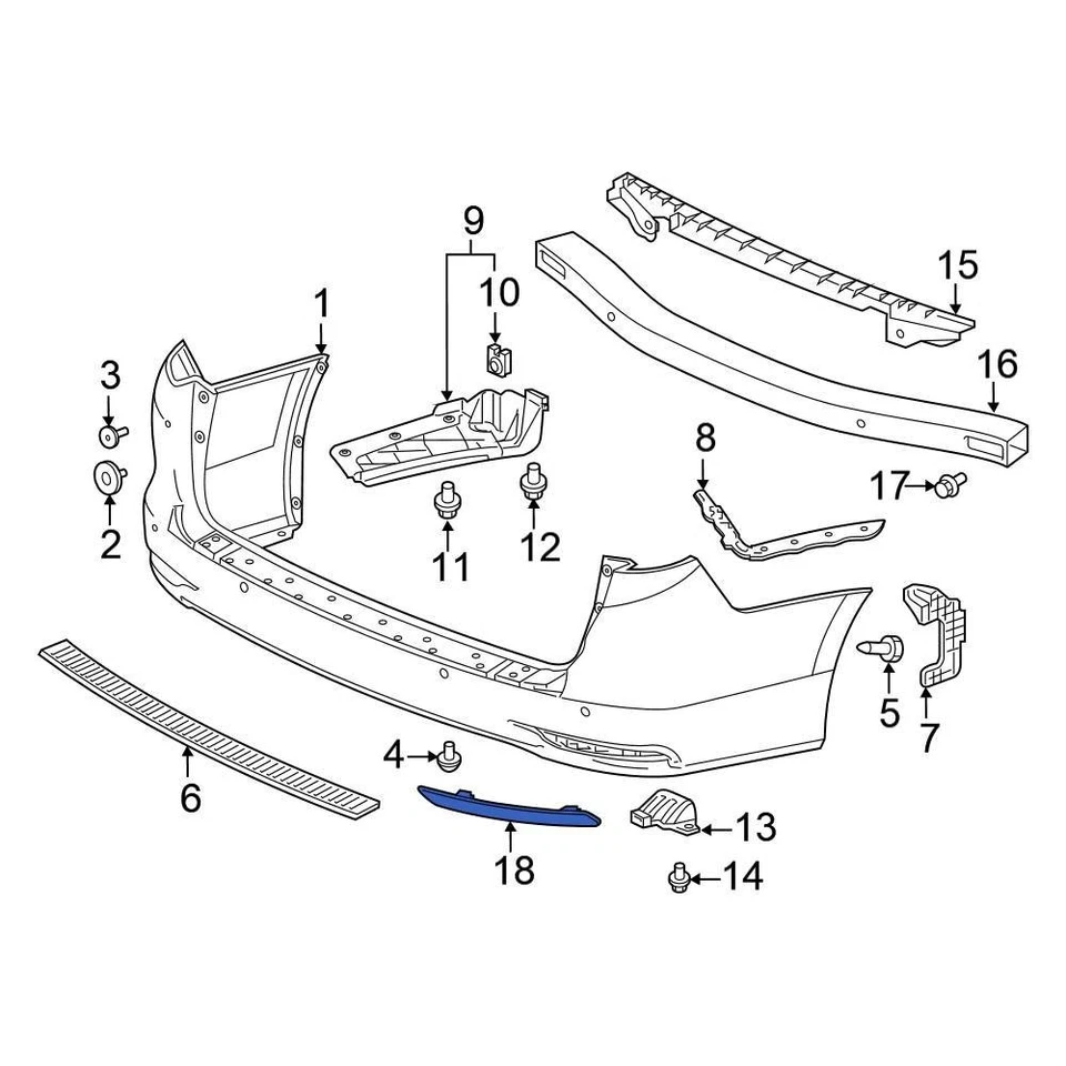 For Honda Odyssey 2018-2024 Honda 33555THRA01 Rear Left Reflector Panel - Изображение 1 из 1