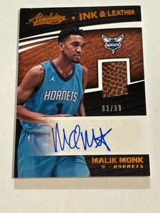2017-18 Panini Absolute Malik Monk 83/99 Ink & Leather Rookie Patch Auto E1 - Picture 1 of 2