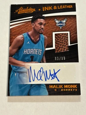 2017-18 Panini Absolute Malik Monk 83/99 Ink & Leather Rookie Patch Auto E1 - Image 1 of 2