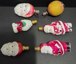 6 antike Vintage figürliche Milchglas Weihnachtsglühbirnen Ornament ungeprüft  - Bild 1 von 9