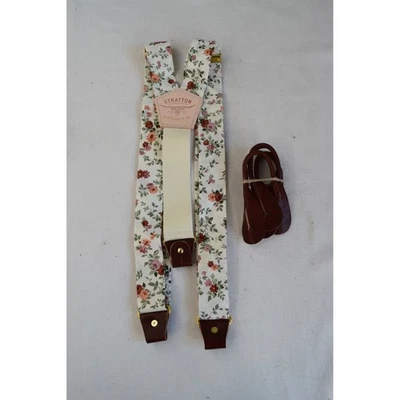 Tirantes Stratton Estampado Floral Cuero Crema Tostado Botón Extremos Yugo Boda Foto 1 de 2