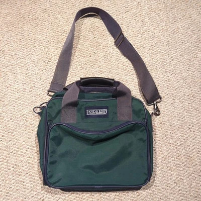 Vintage Lands End Duffel Weekend Messenger Travel Bag Green 3 Pocket Strap - Image 1 of 4