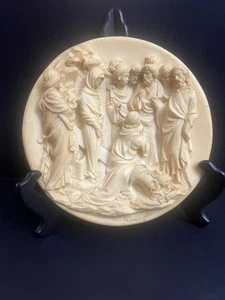 Studio Dante di Volteradici 3D Alabaster Collector Plate The Raising of Lazarus - Picture 1 of 3