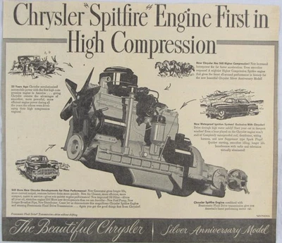 Vintage 1949 CHRYSLER Spitfire Engine Car Newspaper Print Ad - Image 1 of 4