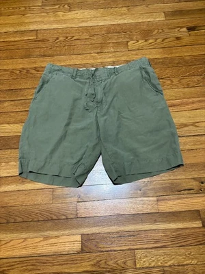 Polo Ralph Lauren Mens Chino Shorts Size 38 Green Linen Silk Flat Front Pockets - Image 1 of 4