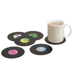 Retro Vinyl Record Drink Glass Coasters Set of 6 New - Picture 1 of 2