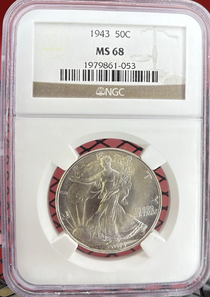 Medio dólar Liberty Walking 1943 NGC MS68 Foto 1 de 2