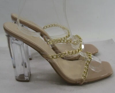 Zapatos antideslizantes transparentes de 4,5" en bloque de tacón alto punta abierta para mujer talla 6 Foto 1 de 4