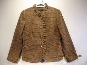 Talbots Jacket 10 Petites Wool Blend Lined Houndstooth W/Gold Buttons & Pockets - Picture 1 of 16
