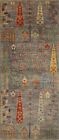 2 x 5 stóp szary dywan Tree of Life orientalny afgański ręcznie tkany wąski krótki biegacz