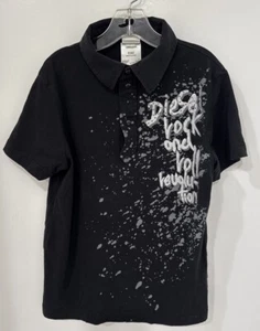 DIESEL Boys Rick And Roll Black Polo Size Medium 100% Cotton - Picture 1 of 5