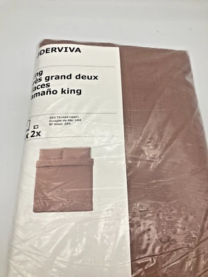 IKEA 100% LINEN PUDERVIVA Duvet Cover King Size Dark Pink Tie Closure Terracotta