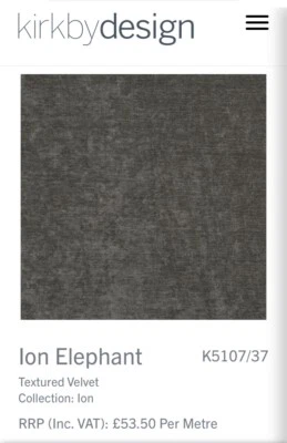 0.60 Mtrs Of Ion Elephant Chenille Rrp£53.50 Mtr - Image 1 of 2