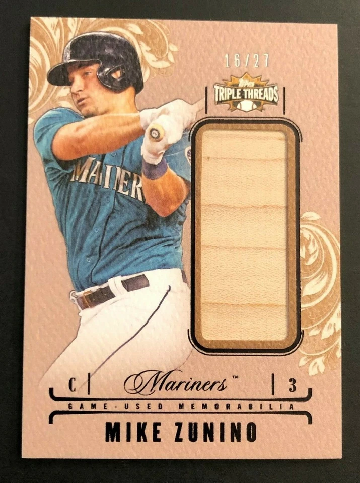 2014 Triple Threads MIKE ZUNINO UNITY BAT RELIC #16/27 Made Mariners SP - Image 1 of 1