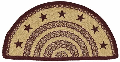 Braided Stars Hearth or Doorway Rug Eco-Friendly Half Circle 33"L Burgundy & Tan - Image 1 of 4