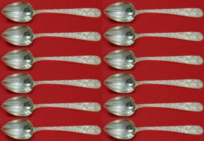 Repousse By Kirk Sterling Silver Grapefruit Spoon Custom Set 12 pcs Fluted - Image 1 of 3