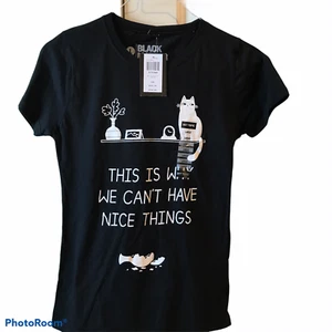 "This Is Why We Can't Have Nice Things" T Shirt Funny Cat Sz Lg NWT MSRP $22.90 - Foto 1 di 4