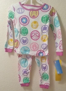 Marvel Girls' 2-Piece Snug-Fit Cotton Pajama Set Iron Man Spider Man Comic Gift - Picture 1 of 2