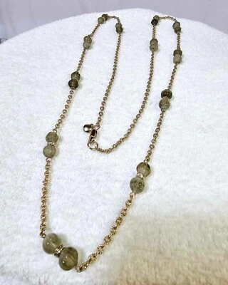 Collar J Crew Tono Dorado 17.5" con Piedras de Vidrio Ahumado y Piedras Transparentes - B39 Foto 1 de 4