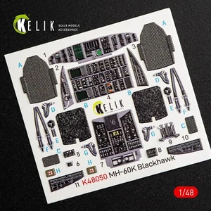 Calcomanías 3D interiores KeliK K48050 escala 1:48 MH-60K Black Hawk para kit Italeri 2666 - Imagen 1 de 10