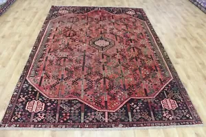 ANTIQUE HANDMADE PERISIAN QASHQAI WOOL OF SINGLE MEDALLION DESIGN 265 X 185 CM - Picture 1 of 17