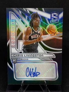 Autógrafos Chris Livingston 2023-24 Spectra Aspiring Rookie Auto/99 #AA26 Bucks - Imagen 1 de 2