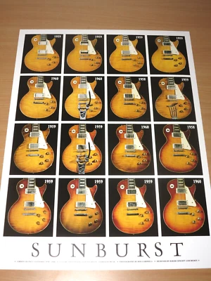 Sunburst Gibson Les Paul Standards 1958-60 Guitarras Cartel Nuevo En Menta RAR - Imagen 1 de 4