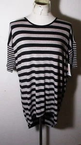 LULAROE Gray Black Striped "Irma" Short Sleeve Top Women's Size XXS NWT - Picture 1 of 6