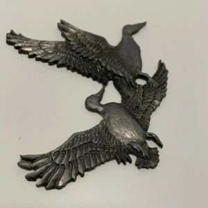 Mid Century Geese Duck Goose in Flight Wall Art MCM 5 x 4 Pewter tone - Picture 1 of 6
