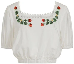 Blusa Rockabilly Top Crop Top Vintage Collectif "AURELIA WILD STRAWBERRIES" - Imagen 1 de 5