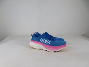 Hoka One One Bondi 8 Womens 10 B Shoes Blue Pink Running Walking Gym Cushion