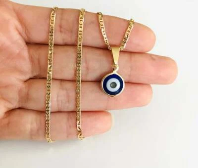 Collar/Colgante/Cadena/Dije Ojo Turco-P120 Oro 18K Azul Mal de Ojo Foto 1 de 4