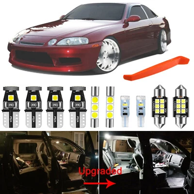 Kit de paquete de 12 bombillas LED interiores blancas para Lexus SC300 SC400 1991-2000 Foto 1 de 4