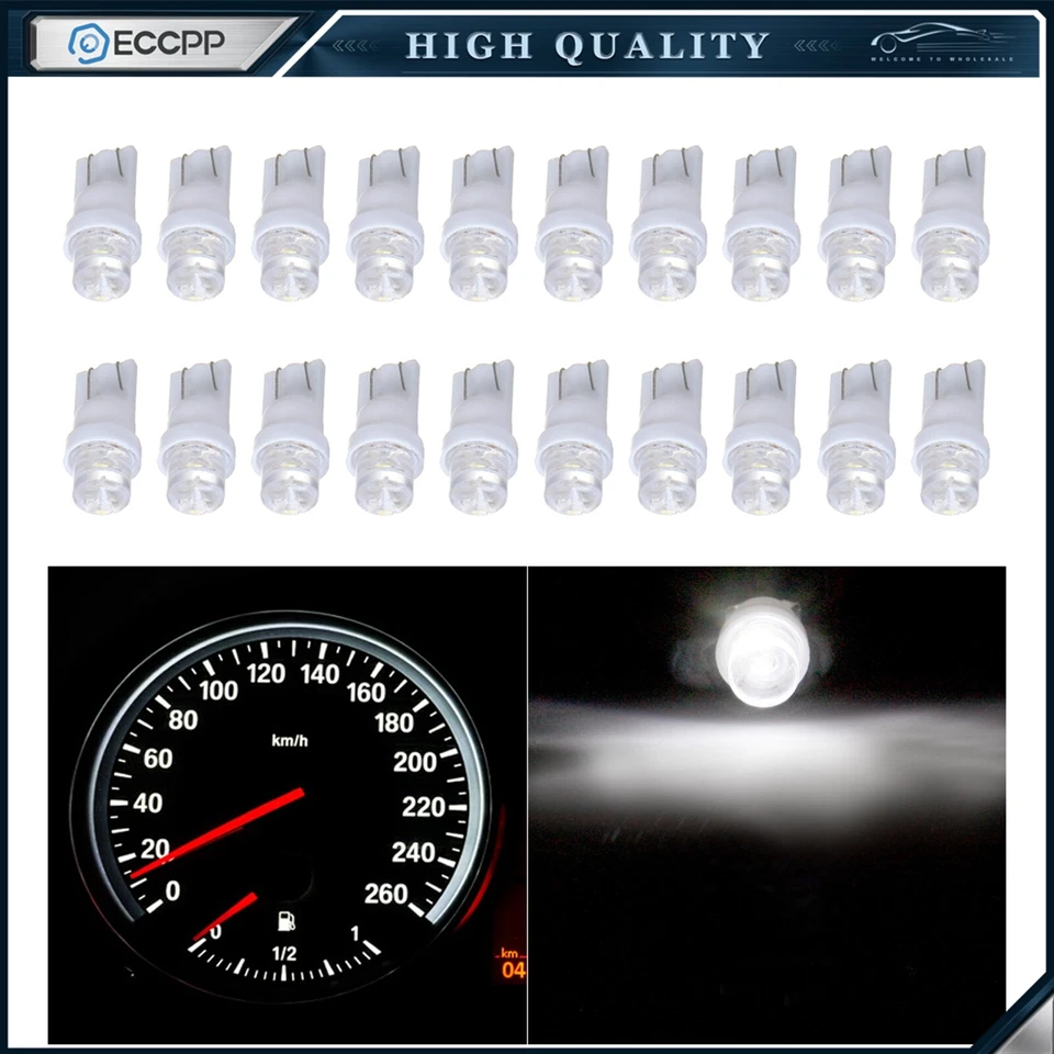 20x Dash Gauge Cluster Panel White led Light Bulbs T10 W5W 168 194 For Toyota - Image 1 of 4