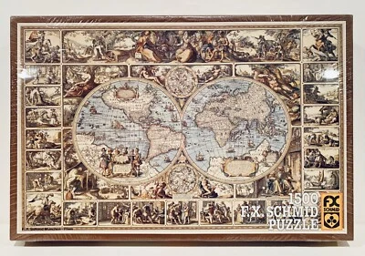 Rompecabezas Schmid vintage FX 1500 piezas mapa del mundo antiguo 1983 NUEVO sellado de fábrica Foto 1 de 4