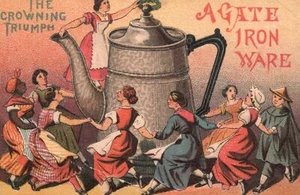 1880-90s The Crowning Triumph A Gate Ironware Fletcher & Flint VT Trade Card - Foto 1 di 2
