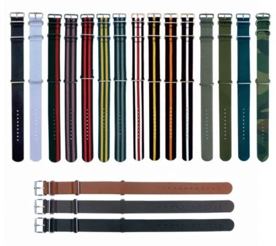 Watch Strap Pull-through Band Nylon Perlon Leather Military Bracelet — 第 1/2 张图片