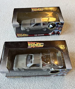 Pair of Back to the Future Time Machine DeLorean Model Cars with Lights - Picture 1 of 3