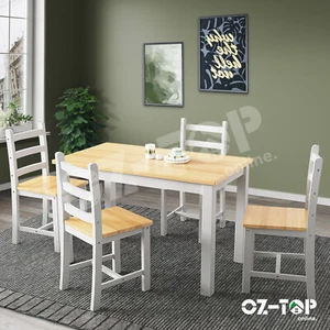 Dining Table Wooden Rectangular Kitchen Living Room Furniture 4 Chairs Grey Oak - Picture 1 of 9