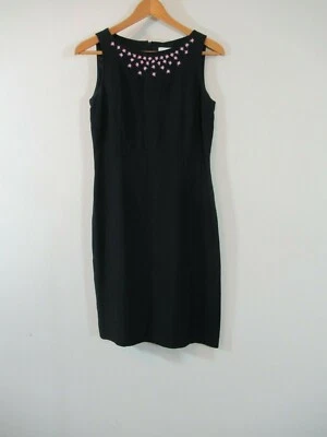 Vestido Vaina Vintage Años 90 Informal Esquinero Mezcla Lino Bordado Mujer Talla 4 Foto 1 de 4