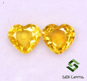 Natural Yellow Sapphire Heart Shape Cut Pair 4.50x4 mm 0.70 CTS Loose Gemstones - Picture 1 of 4