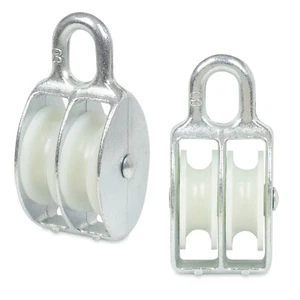 15mm Seilrolle Doppelt Blockseilrolle Umlenkrolle verzinkt Drahtseil - Bild 1 von 3