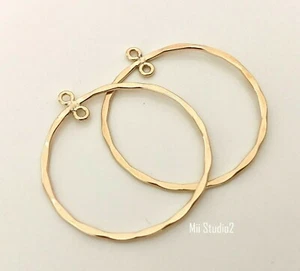 Aro de oreja 6 piezas de componentes de araña de 26,5 mm martillado redondo lleno de oro de 14K E85 g - Imagen 1 de 2